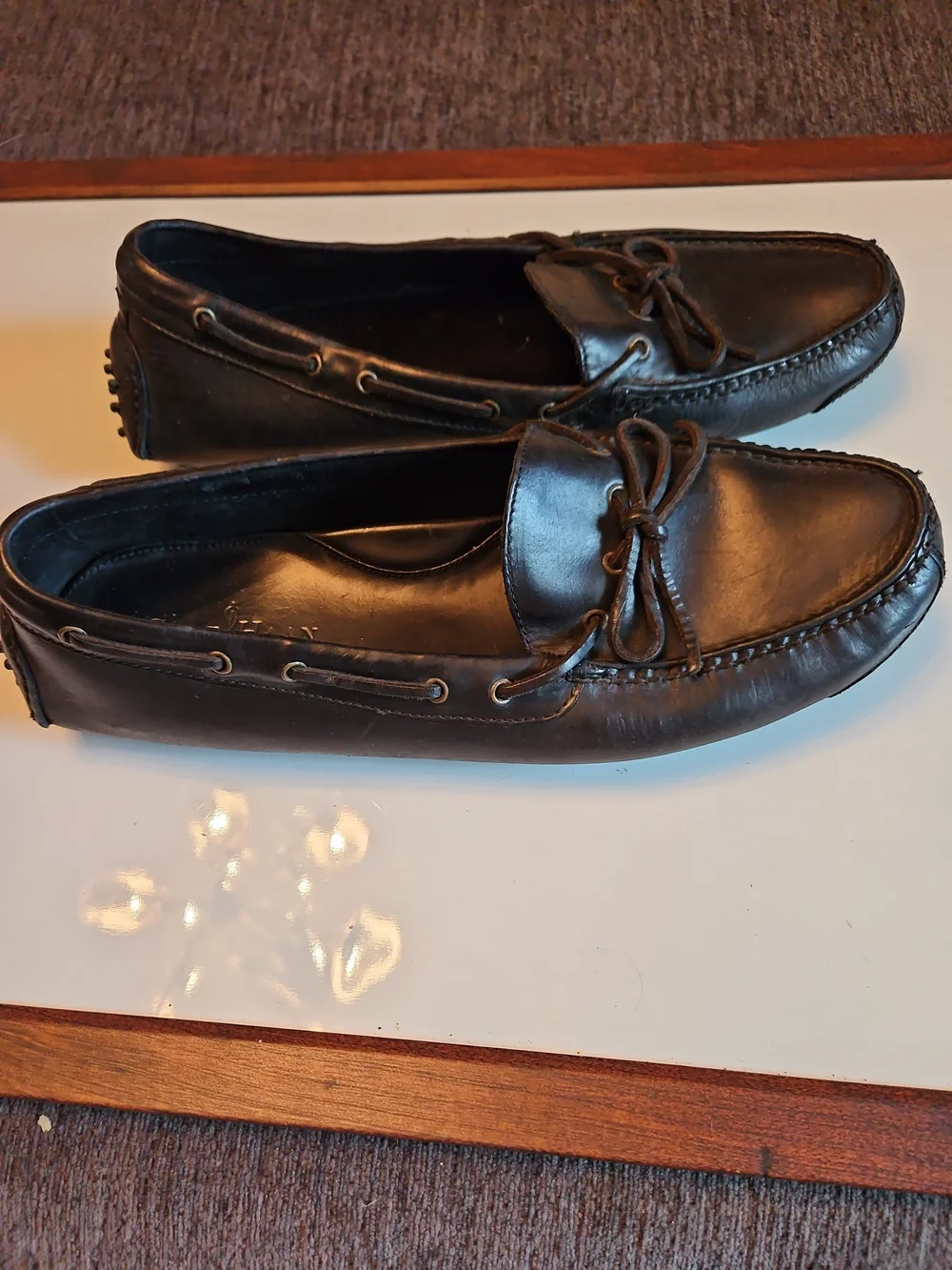 Cole Haan Size 10.5 D Men's Black Leather Driving Moccasins